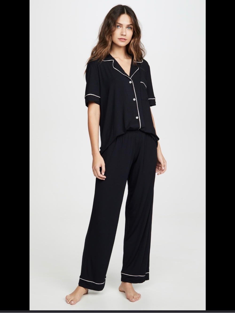 NWT Eberjey Gisele short-sleeved pajama set in black size small